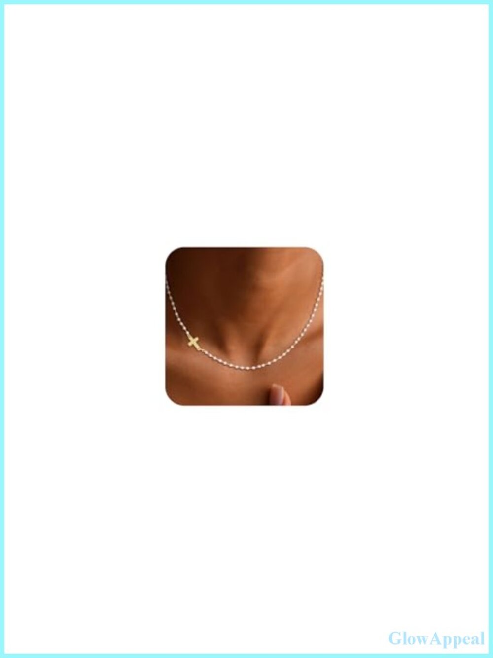 Dainty 14K Gold Plated Cross Pendant Necklace with Pearl Chain for Women Faith